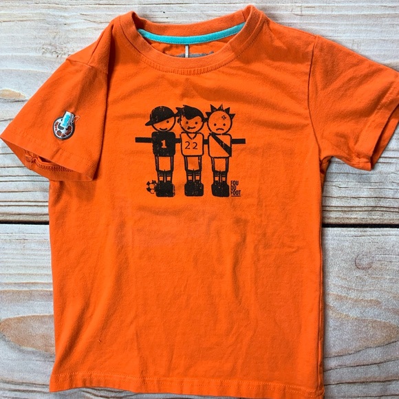 Deux Par Deux Orange Foosball Tee Size 4 - Picture 1 of 3